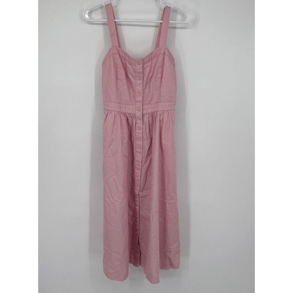 Madewell Pink Fleur Bow Back Midi Sundress Fit & Flare Beach Coquette Womens 2